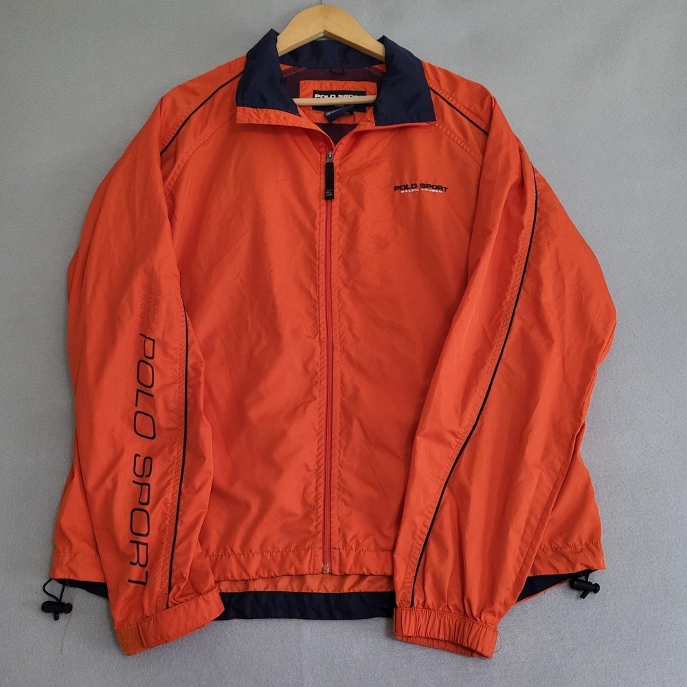 VTG Polo Sport Ralph Lauren Lightweight Full Zip Vented Jacket Size L Spell Out